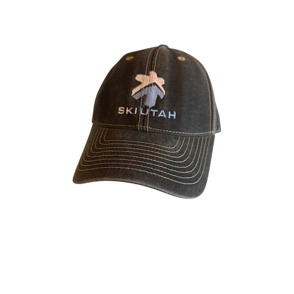SKI UTAH Headmost Black Cotton Baseball Cap Adjustable Strap One Size Fits All - Picture 1 of 7